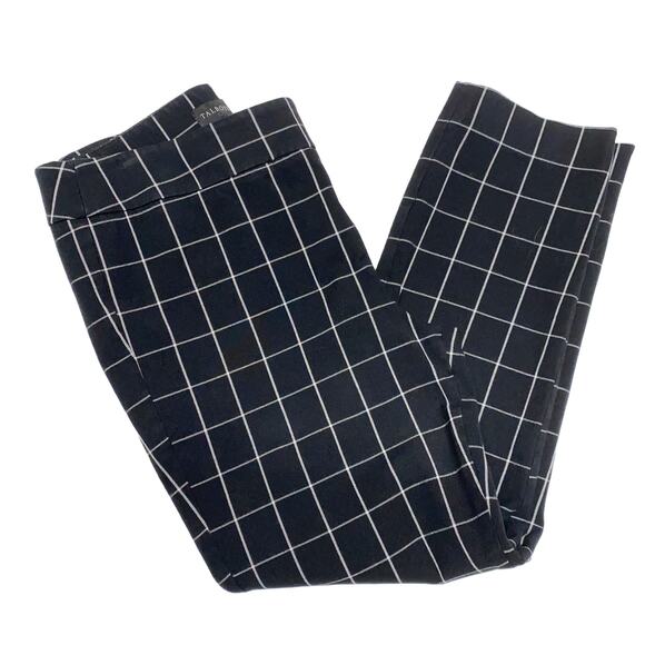 Talbot's Chatham Ankle Pant Black White Windowpane Plaid Size 8 - Picture 1 of 11